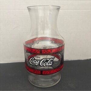 Coca Cola Godfather's Pizza Glass Carafe Pitcher Decanter Vintage 1970s
